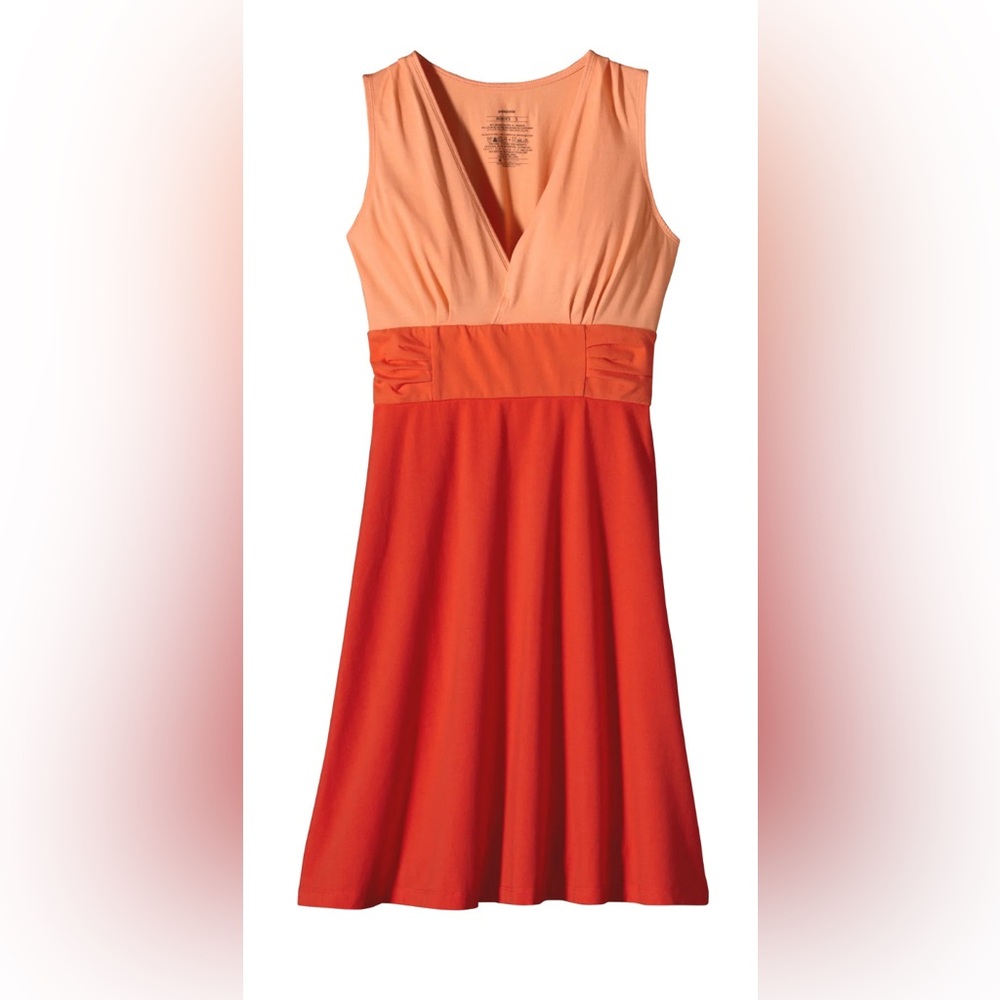 PATAGONIA Margot colorblock sleeveless vneck dress in orange, size medium